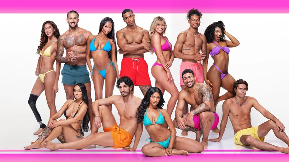 Love Island USA Season 8 promotional poster featuring host Ariana Madix